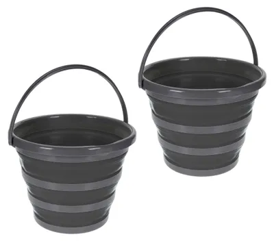 Produktbild von 2X Faltbarer Wasser Eimer 5 Liter Falteimer Campingeimer Silikon Putzeimer Wassereimer Silikoneimer
