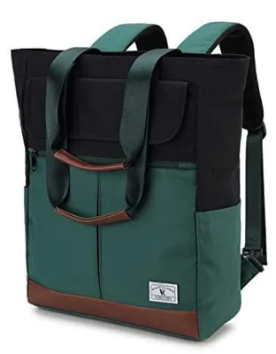Immagine prodotto di Zaino da giorno da 15,6 pollici, borsa per laptop impermeabile e trasformabile, ideale per l'università, il lavoro e i viaggi, colore verde