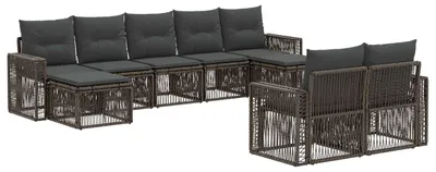 Image de Ensemble de canapés de jardin vidaXL, 9 pièces, gris et gris foncé, en polyrotin