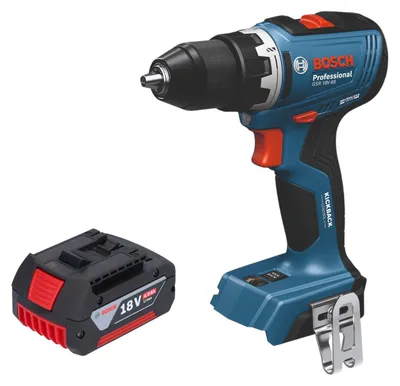 Zdjęcie produktu dla Bosch GSB 18V-65 Profesjonalna akumulatorowa wiertarko-wkrętarka udarowa 18 V 65 Nm bezszczotkowa + 1x akumulator 4,0 Ah - bez ładowarki