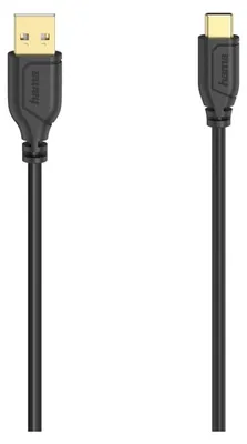 Produktbild von USB-C-Kabel "Flexi-Slim", USB 2.0, 480 Mbit/s, Schwarz, 0,75 m (00200634)