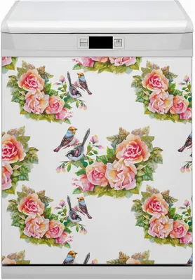 Produktbild von Magnet Folie für Geschirrspüler Küche Magnetmatte 60x80 cm  Nachbildung Geschirrspüle  - Vögel am Zweig