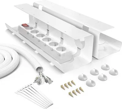 Imagen del producto de Kit de gestión de cables, 100 cm, blanco, autoadhesivo, de gran tamaño