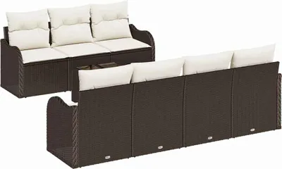 Obrázok produktu pre vidaXL Záhradná sedacia súprava 8 ks hnedá a krémová 55 x 55 x 37 cm