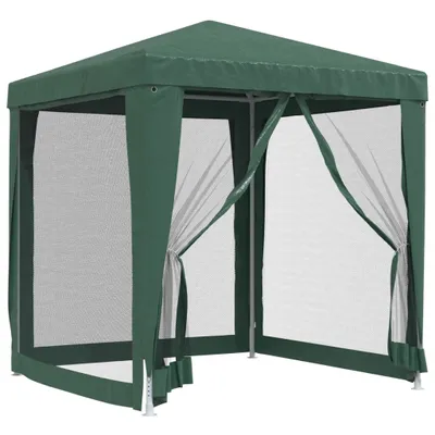 Produktbild von vidaXL Partyzelt mit 4 Mesh-Seitenwänden Grün 2x2 m HDPE