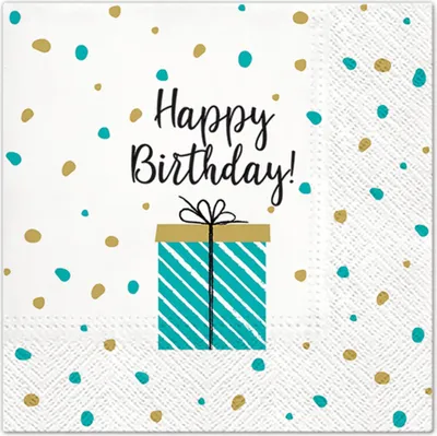 Image de 20 serviettes en papier 33 x 33 cm Happy birthday