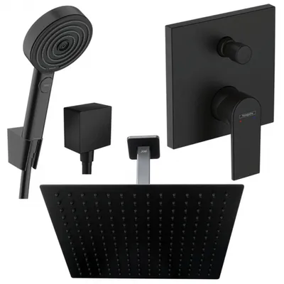 Produktbild von Hansgrohe und Jowi Unterputz Duschsystem Schwarz, Vernis Shape, Kopfbrause mit Deckenanschluss, OHNE iBox