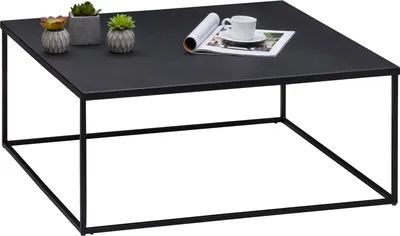 Produktbild von Couchtisch HILAR 80 x 80 cm aus pulverbeschichtetem Metall in schwarz. Sofatisch in modernem Design mit robuster Oberfläche.