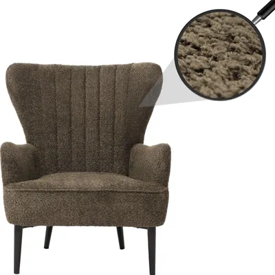 Obrázek produktu pro Lounge chair HWC-K37, koktejlové křeslo s ušima Čalouněná židle retro vintage látka šenil (500g/m²) Oeko-Tex zeleno-hnědá