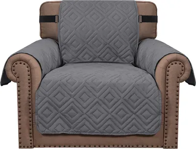 Produktbild von (1-Sitzer, Grau) wasserabweisend Sofabezug, rutschfester Couchbezug mit elastischem Riemen, Sesselbezug, weicher, gesteppter Sitz für Hunde und Haustiere