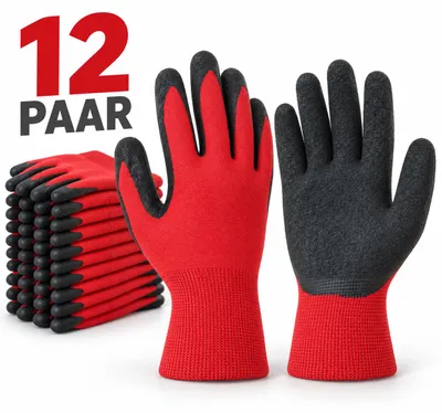 Produktbild von Arbeitshandschuhe Latex rot/schwarz, 12 Paar, Größe 11