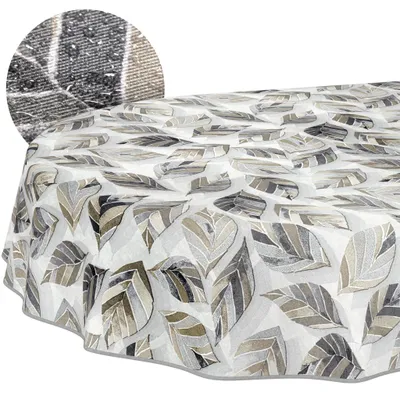 Produktbild von Tischdecke oval 200x140 cm abwaschbar Blätter Saum In-/Outdoor ANRO