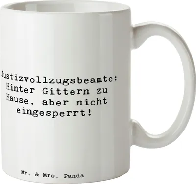 Produktbild von Mr. & Mrs. Panda Kaffeebecher Spruch Justizvollzugsbeamte Freiheit - Weiß - Geschenk, Teetasse, Tasse, Menschlichkeit im Vollzug, Beruf, Vertrauensperson, Berufe, Pott