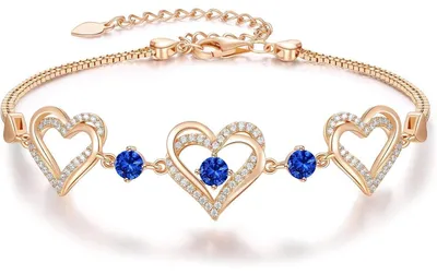 Produktbild von Armband Damen 925 Sterling Silber Herz Rosegold Geburtsstein Zirkonia September