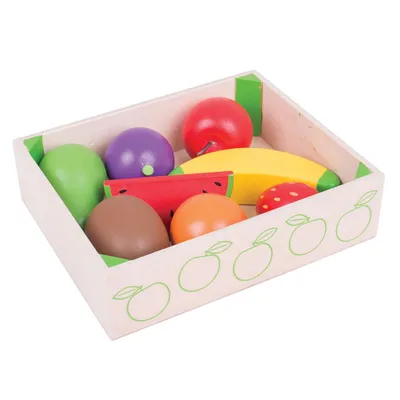 Produktbild von Bigjigs Holzkiste mit Obst, 9dlg.