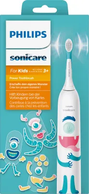 Obrázok produktu pre Philips For Kids HX3411/01, Detské, Sonická zubná kefka, Farba mäty, Biela, Oválny, Batérie, Zabudovaná batéria