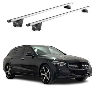 Image de Barres de toit transversales pour Mercedes Classe C S206 2021-2026 Alu Gris ABE, Image générée par une IA
