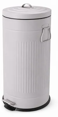 Produktbild von Relaxdays Mülleimer, 30 Liter, Küche, entnehmbarer Inneneimer, Fußpedal, Softclose, Metall, Retro Tretmülleimer, grau, KI-generiertes Bild