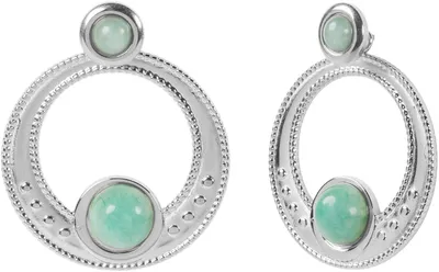 Produktbild von styleBREAKER Damen 2 in 1 Statement Ohrringe, Amulett Anhänger türkiser Stein und Stecker, Ohrhänger, Ohrschmuck 05090044