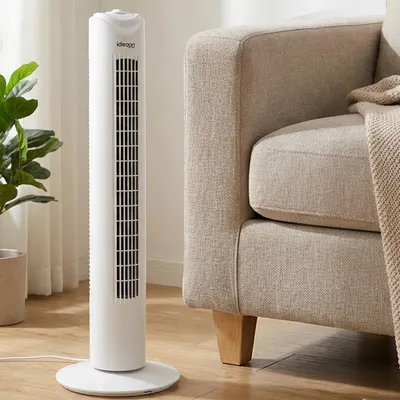 Produktbild von Effektiver Turmventilator: 3 Geschwindigkeiten & 90 Grad Oszillation – Platzsparender Standventilator mit Schwenkmodus für Büro, Wohn- & Schlafzimmer