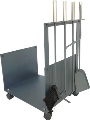 Image de panier de cheminée avec outils h.62cm, acier/bois set de 4 pièces, SE