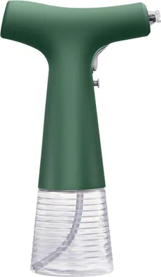 A green and clear automatic oil sprayer is shown against a white background.