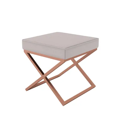 Produktbild von AX LIVING 1 Stk Polster Hocker Pitinio 45 Beige kupferfarbenes Gestell