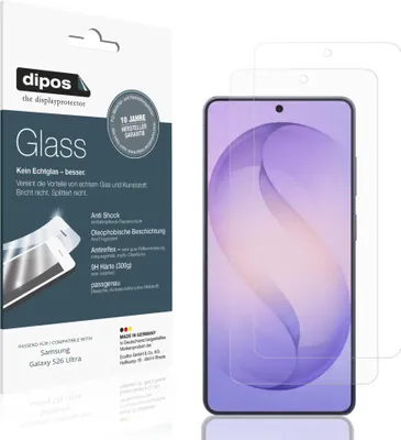 Produktbild von 2x Schutzfolie für Samsung Galaxy S26 Ultra matt - Anti-Shock 9H Folie dipos Glass Kunststoffglas