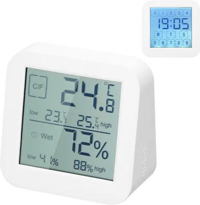 Produktbild von LCD-Digitalanzeige Touchscreen Hygrothermograph Innenfeuchtigkeits- und Temperaturmessgeraet Dual-Screen-Tischuhr Countdown-Uhr