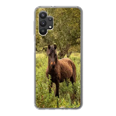 Produktbild von MuchoWow® Handyhülle Schutzhülle Hülle für Samsung Galaxy A32 5G Pferd - Wald - Gras Silikon Softcase Handy Hülle - Softcase