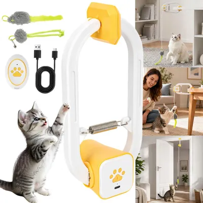 Produktbild von Elektrische Katzenangel Wiederaufladbar Türclip Interaktives Katzenspielzeug USB-Aufladung bewegliche Katzenangel für Wohnungskatzen gegen Langeweile
