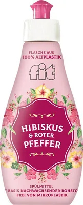 Obrázek produktu pro Fit, Ibišek a červený pepř, prostředek na mytí nádobí, 400 ml (VÝROBEK Z NĚMECKA)