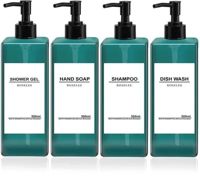Immagine prodotto di Elegante set di dispenser per sapone, 4 pezzi, in plastica verde, 15,5 cm