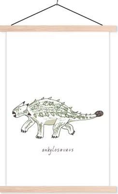 Produktbild von MuchoWow® Textilposter Kinderzimmer - Dinosaurier - Ankylosaurus - Jungen - Mädchen - Kind 120x180 cm mit holzfarbenen Rahmen - Textil-Plakat