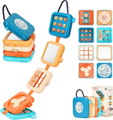 Obrázek produktu pro Montessori hračky od 1 roku, motorické kostky, Busy Board od 1 roku, zábava v letadle pro batolata, smyslové hračky pro miminka, dárky pro batolata podporující motoriku a kognitivní schopnosti