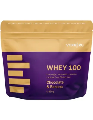 Produktbild von Voxberg Whey 100 990 g chocolate-banana / Whey Protein / Leckeres Whey Protein Konzentrat, angereichert mit L-Leucin