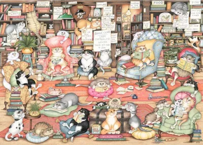 Immagine prodotto di Puzzle RAVENSBURGER Crazy Cats: Il club del libro di Bingley 1000 pezzi