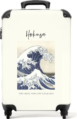 Produktbild von NoBoringSuitcases.com® Koffer Handgepäck Trolley Rollkoffer Kleine Reisekoffer mit 4 Rollen - Kunst - Hokusai - Meer - Golf - Vintage - Cabin Size < 55x40x23 cm & 55x40x20 cm - Fotokoffer - Kabinenkoffer - BoardgepäckHandgepäck Koffer 55x35x20 cm, 36L,
