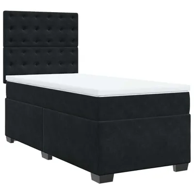 Image de vidaXL Lit boxspring avec matelas noir 80x200 cm velours