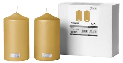 Produktbild von CANDLE 2er Set Stumpenkerzen - gold - Paraffin - H. 15cm x B. 8cm