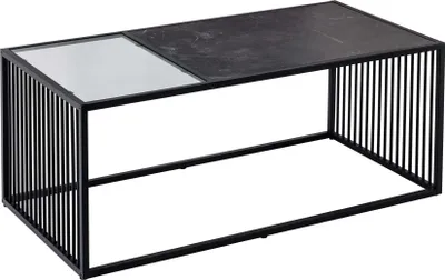 Zdjęcie produktu dla Stolik kawowy 100 cm, marmur i szkło, designerski, nowoczesny, do salonu – KUP TERAZ