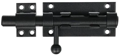 Image de Verrou de porte coulissant, 105 mm, noir, en acier inoxydable SUS 304, avec trou pour cadenas