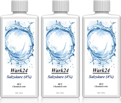 Produktbild von Wark24 Salzsäure (4%) 1L zur Entfernung von Kalk, Rost und Ablagerung (3er Pack)