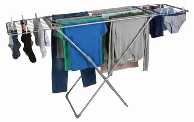Produktbild von Relaxdays Wäscheständer ausziehbar, klappbar, Metall, 18 m Trockenlänge, Standtrockner HBT: 96 x 108-177 x 55 cm, grau