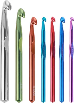 Obrázok produktu pre Háčkovacie ihlice Set 7-dielny, Hliníková rukoväť, pre začiatočníkov, Hrubé háčkovacie ihlice, pre háčkovanie