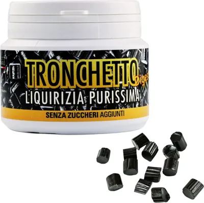 Produktbild von Tronchetto, Schwarze Stücke aus reinem Italienischen Lakritz, 80 g Dose, Menozzi de Rosa 1836