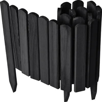 Produktbild von Garronda Beeteinfassung Holz Rollzaun Gartenzaun imprägniert Flexibler Rollborder Rasenkante  Länge: 100 cm (Graphite, Höhe: 30 cm)