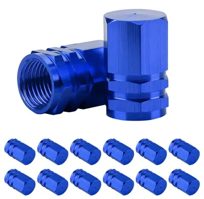Immagine prodotto di Tappi per valvole auto, 12 pezzi, in alluminio, colore blu, impermeabili, universali, adatti per auto, camion, motociclette e SUV