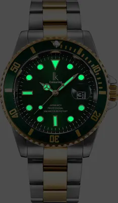 Produktbild von Alienwork Herren Damen Armbanduhr Quarz silber mit Edelstahl Metallarmband gold Kalender Datum grŸn elegant