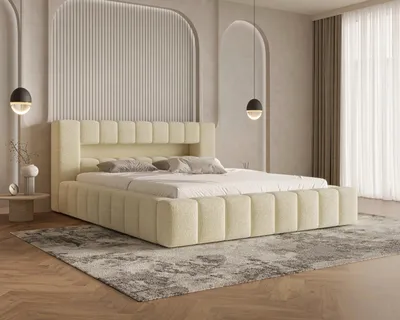 Image de Chilly Möbel Design Lit Beverly - Lit rembourré avec coffre, cadre en métal, USB-C et éclairage LED RGB 180x200 cm / Bouclé / Beige clair